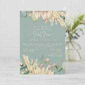 Boho Pampas Sage-Vrijgezellenfeest Kaart (Staand voorkant)