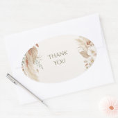 Boho Pampas Schelp Trouw Dank Je Wel Ovale Sticker (Envelop)