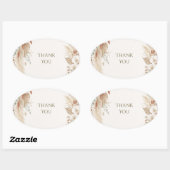 Boho Pampas Schelp Trouw Dank Je Wel Ovale Sticker (Vel)