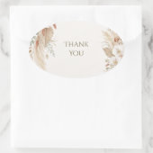 Boho Pampas Schelp Trouw Dank Je Wel Ovale Sticker (Tas)