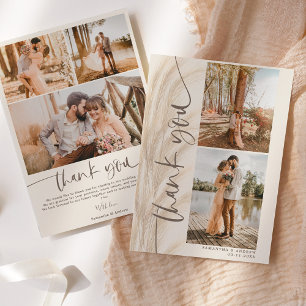 Boho pampas script 5 foto's bruiloft bedankt