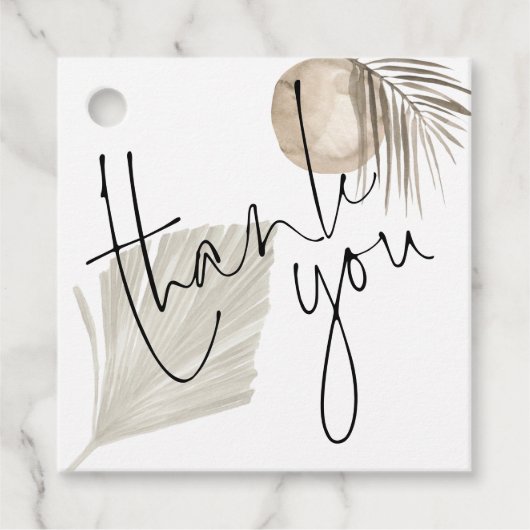 Boho Pampas Script Namen Datum Bruiloft Dank u Bedankjes Labels (Voorkant)