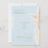 Boho Pampas Sky Blue Samen met Trouwen Kaart (Voorkant)