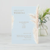 Boho Pampas Sky Blue Samen met Trouwen Kaart (Staand voorkant)