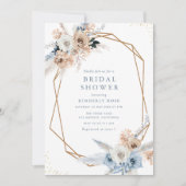 Boho Pampas Stoffig Blauw Bloemen vrijgezellenfees Kaart (Voorkant)