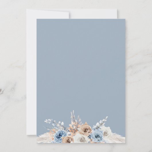 Boho Pampas Stoffig Blauw Bloemen vrijgezellenfees Kaart (Achterkant)