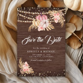 Boho Pampas Stoffig Rozen Hout Pompoen Huwelijk Save The Date