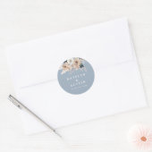 Boho pampas stoffige blauwe bruiloft ronde sticker (Envelop)