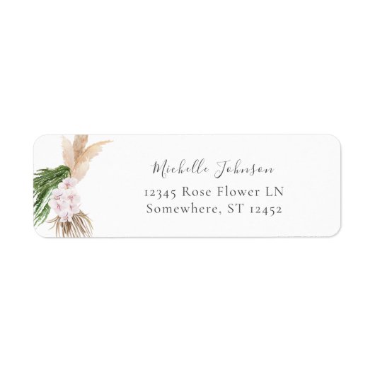 Boho Pampas Strand Bloem 2 Retouradres Label (Voorkant)