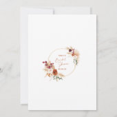 Boho Pampas Terracotta Bridal Shower Invitation Kaart (Achterkant)