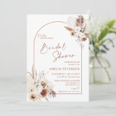 Boho Pampas Terracotta Bridal Shower Kaart (Staand voorkant)