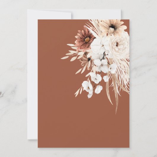 Boho Pampas Terracotta Bridal Shower Kaart (Achterkant)