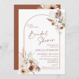 Boho Pampas Terracotta Bridal Shower Kaart