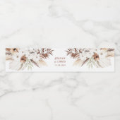 boho pampas terracotta bruiloft waterfles etiket (Enkel label)