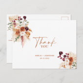 Boho Pampas Terracotta Dank u Briefkaart (Voorkant / Achterkant)