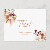 Boho Pampas Terracotta Dank u Briefkaart (Voorkant)