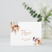 Boho Pampas Terracotta Dank u Briefkaart (Staand voorkant)