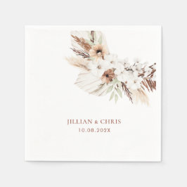 boho pampas terracotta floral bruiloft servet