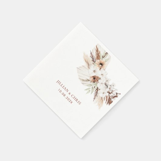 boho pampas terracotta floral bruiloft servet (Hoek)