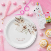 boho pampas terracotta floral papieren bordje (Feest)