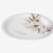 boho pampas terracotta floral papieren bordje (Gekanteld)