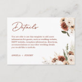 Boho Pampas Terracotta Floral Wedding Details Informatiekaartje (Voorkant)