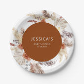 Boho Pampas Terracotta Grass Baby shower Papieren Bordje (Voorkant)
