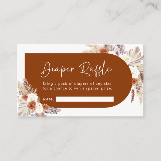 Boho Pampas Terracotta Grass Diaper Raffle Kaart (Voorkant)
