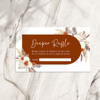 Boho Pampas Terracotta Grass Diaper Raffle Kaart