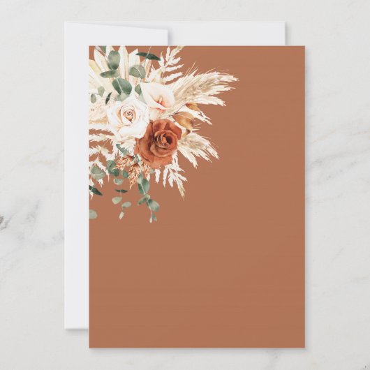 Boho Pampas Terracotta Rust Save the Date LEYLA Kaart (Achterkant)