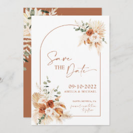 Boho Pampas Terracotta Rust Save the Date LEYLA Kaart