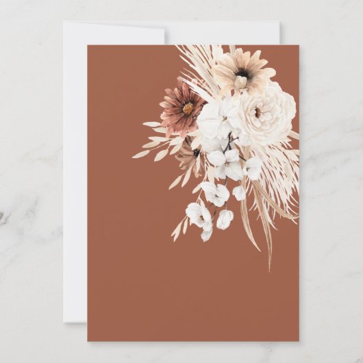 Boho Pampas Terracotta Rust sparen de datum Save The Date (Achterkant)