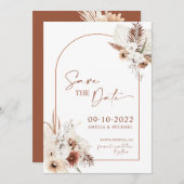 Boho Pampas Terracotta Rust sparen de datum Save The Date (Voorkant / Achterkant)
