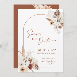 Boho Pampas Terracotta Rust sparen de datum Save The Date