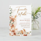 Boho Pampas Terracotta & Tequila Bruidsfeest Kaart (Staand voorkant)