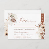 Boho Pampas Terracotta Trouw RSVP-kaart reactie RSVP Kaartje (Voorkant / Achterkant)