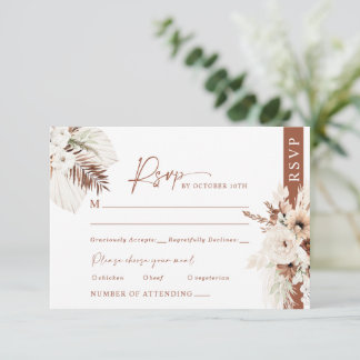 Boho Pampas Terracotta Trouw RSVP-kaart reactie RSVP Kaartje