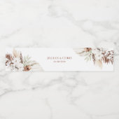 boho pampas terracotta trouwpapier borden waterfles etiket (Enkel label)