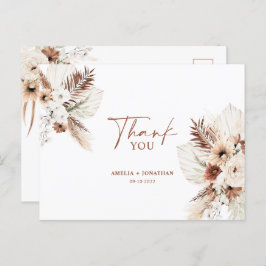 Boho Pampas Terracotta Wedding Bedankt Briefkaart