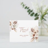 Boho Pampas Terracotta Wedding Bedankt Briefkaart (Staand voorkant)