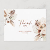 Boho Pampas Terracotta Wedding Bedankt Briefkaart (Voorkant)