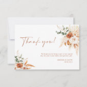 Boho Pampas Terracotta Wedding Hartelijk dank Bedankkaart (Voorkant)