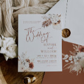 Boho Pampas Terracotta Wedding Invitation Kaart