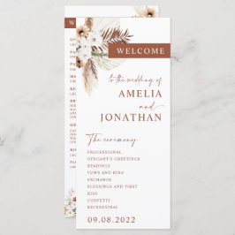 Boho Pampas Terracotta Wedding Program Kaart