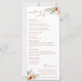 Boho Pampas Terracotta Wedding Program Kaart LEYLA (Achterkant)