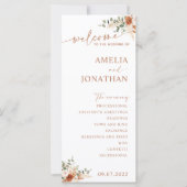 Boho Pampas Terracotta Wedding Program Kaart LEYLA (Voorkant)