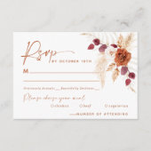 Boho Pampas Terracotta Wedding RSVP Kaart (Voorkant)