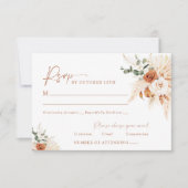 Boho Pampas Terracotta Wedding RSVP Kaart LEYLA (Voorkant)