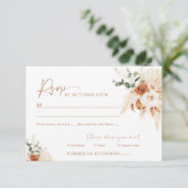 Boho Pampas Terracotta Wedding RSVP Kaart LEYLA (Staand voorkant)