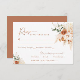 Boho Pampas Terracotta Wedding RSVP Kaart LEYLA